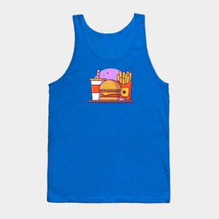 Burger, French fries And Soft Drink Cartoon Vector Icon Illustration Tank Top